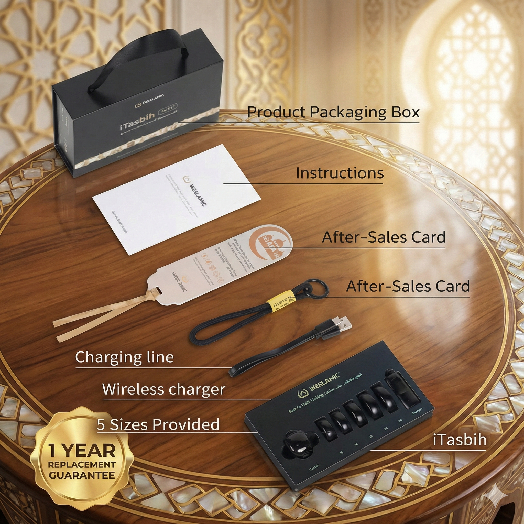 Weslamic iTasbih - Faith+ (5 Sizes in One) Zikr Ring-Black