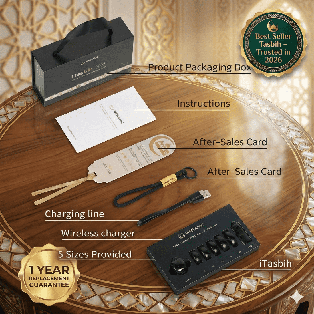 Weslamic iTasbih - Faith+ (5 Sizes in One) Zikr Ring-Black